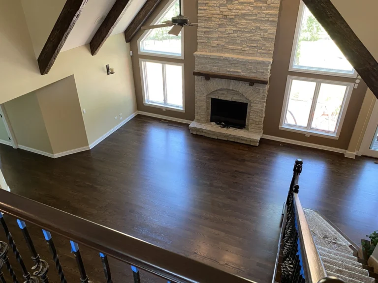 Red Oak floors stained with Espresso Color, applied with Pallmann X Power