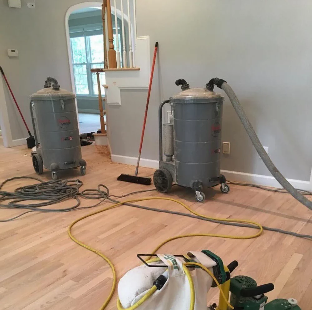 Hardwood sanding with lots of specific tools involved