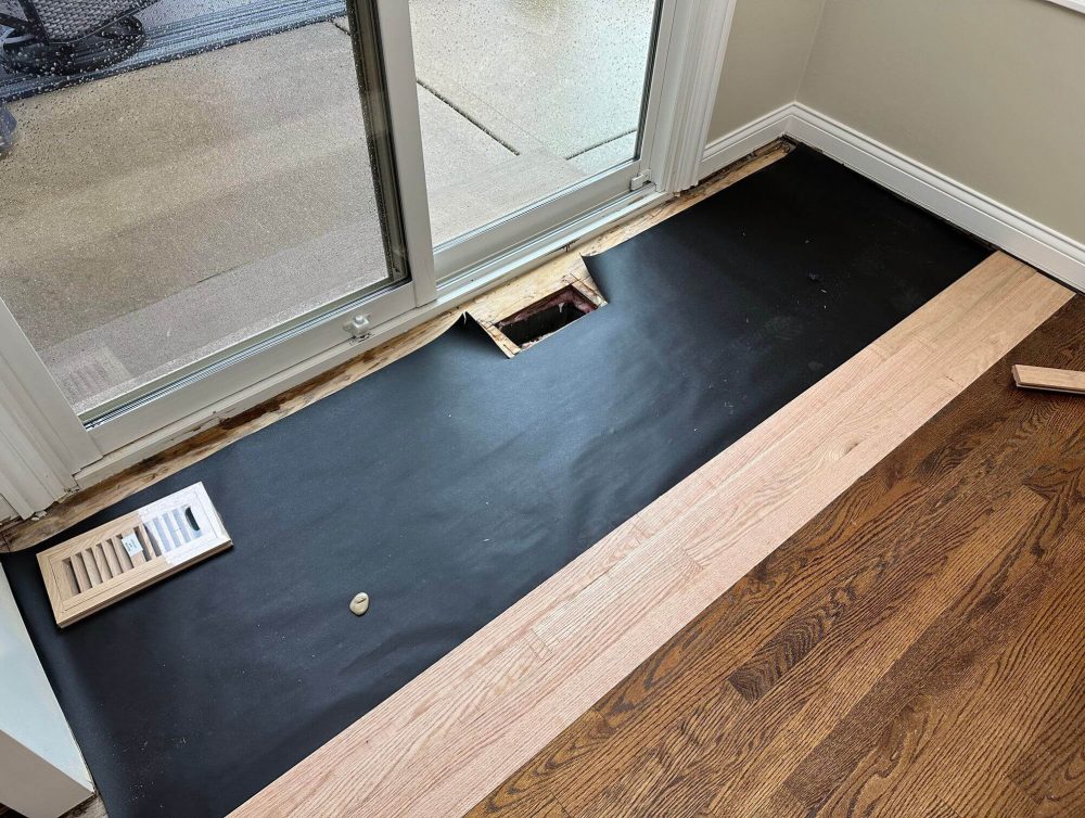 Hardwood floor repair process in Darien