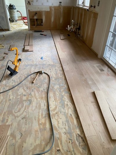 Hardwood floor installation process