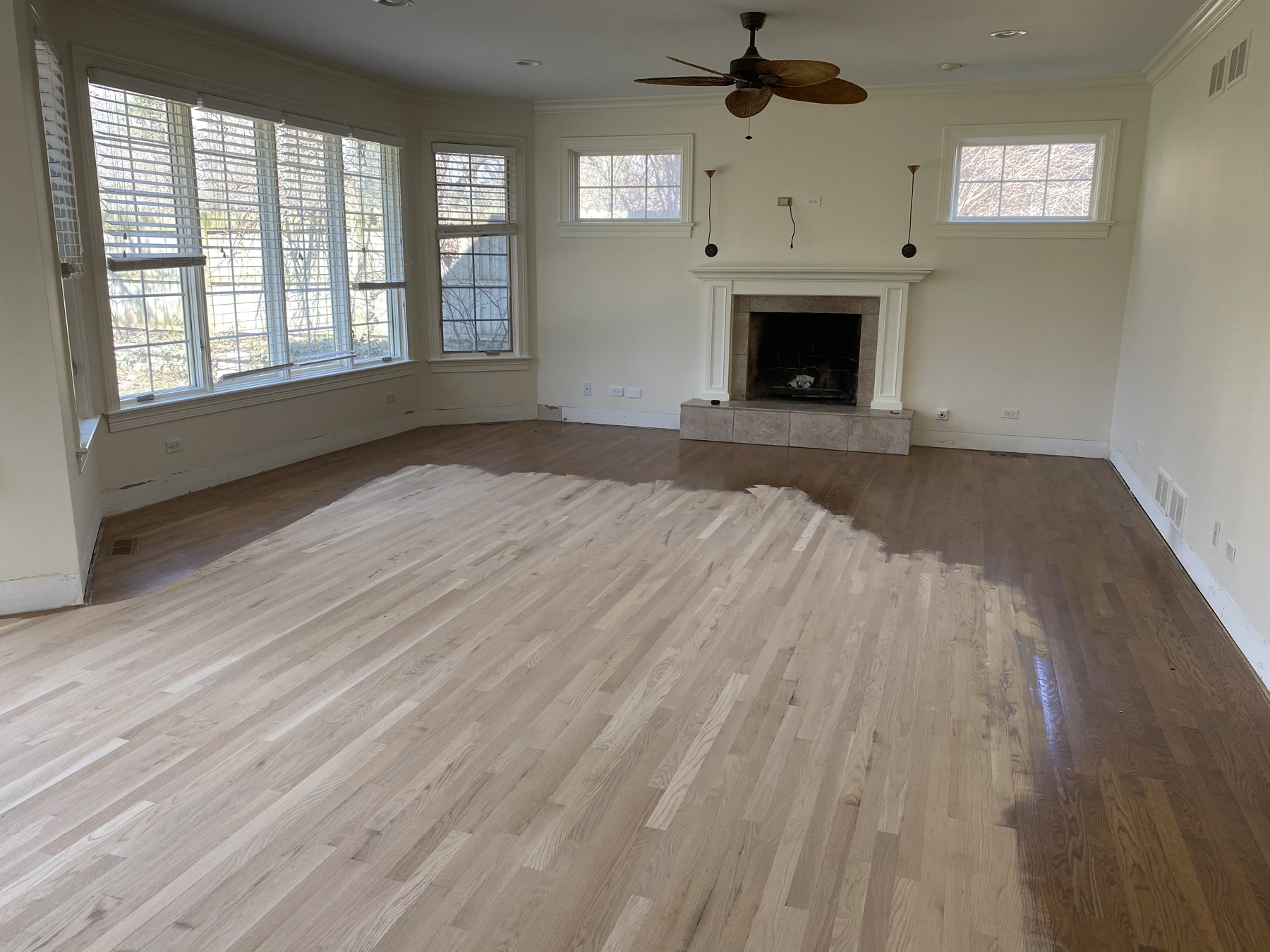 Original hardwood floor before refinishing, Arlington Heights, IL