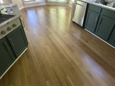 Natural white oak floor in the living room, Aurora, IL