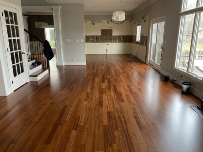 Brazilian cherry floor in the great room by the windows, Barrington, IL