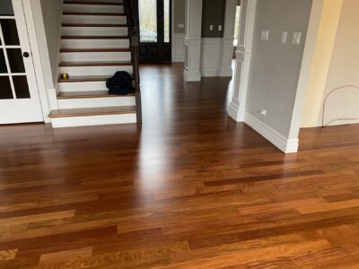 Brazilian cherry floor with the staircase, Barrington, IL