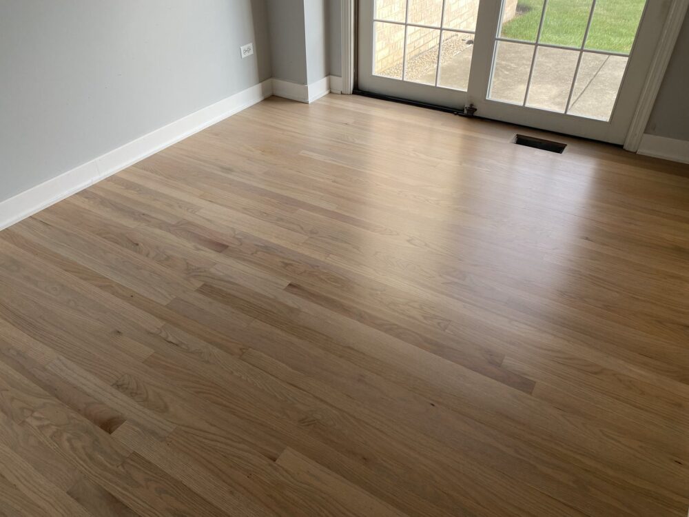 Silvered gray floor by the patio doors, Barrington, IL
