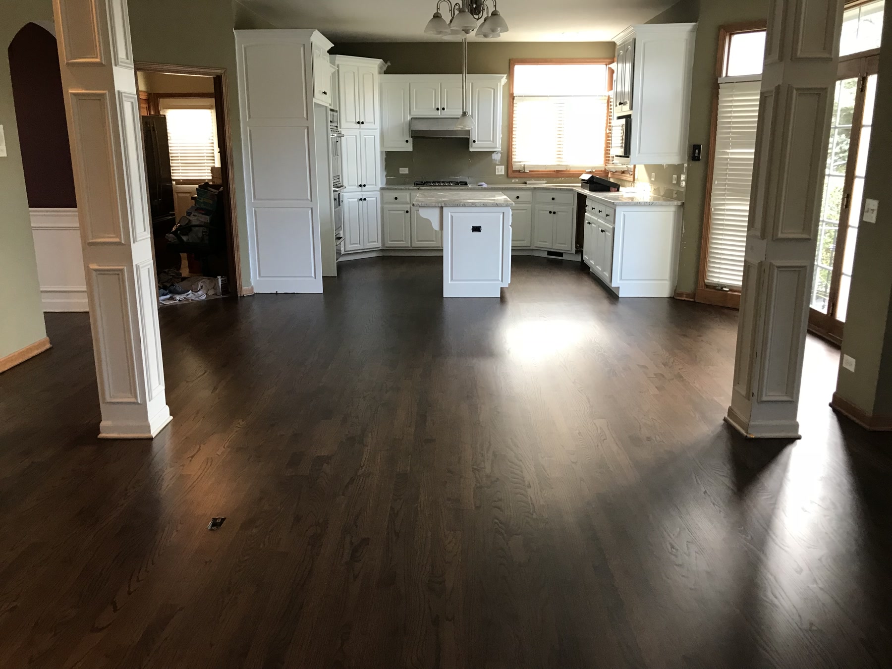Kitchen and great room floor stained a deep DuraSeal Espresso, Batavia, IL