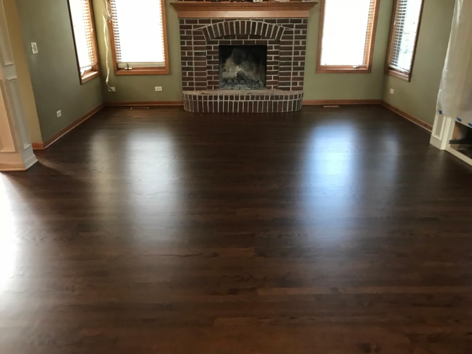 Great room floors refinished in DuraSeal Espresso, Batavia, IL