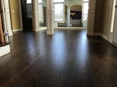 Espresso hardwood floor in the living room, Batavia, IL