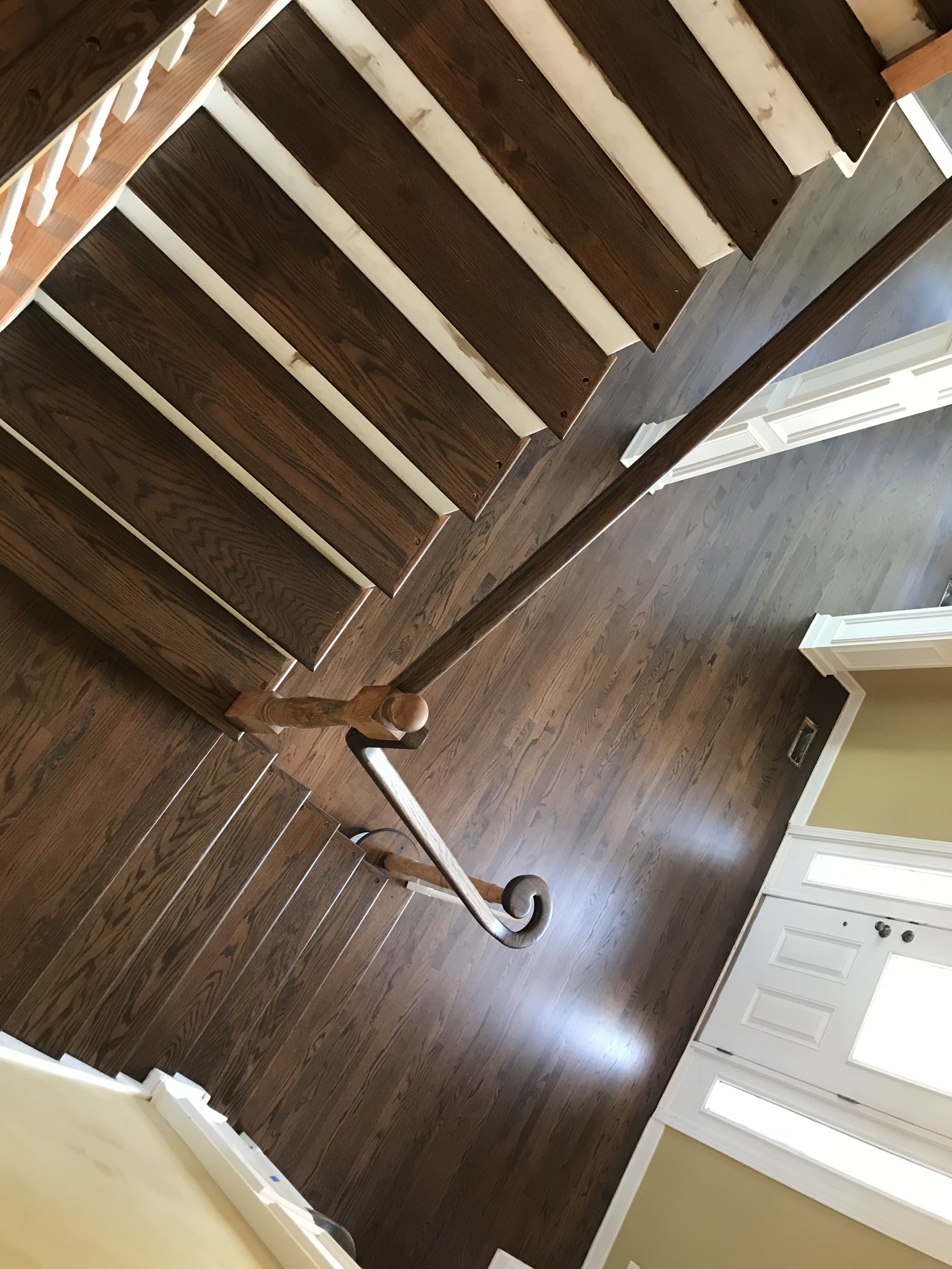 Espresso winding staircase seen from the landing above, Batavia, IL