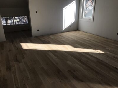 Driftwood-gray white oak floor with natural light in Berwyn, IL