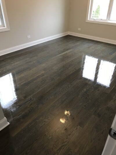 Driftwood grey white oak floor in the great room and kitchen, Berwyn, IL