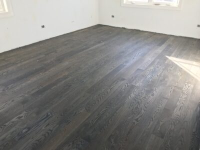 Driftwood grey white oak floor in the living room, Berwyn, IL