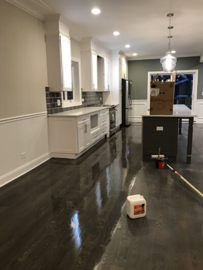 Driftwood grey floor across the open main level, Berwyn, IL