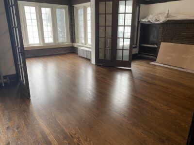 Refinished floor in the room with French doors, Bolingbrook, IL