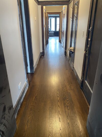 Refinished vintage floor in the living room, Bolingbrook, IL