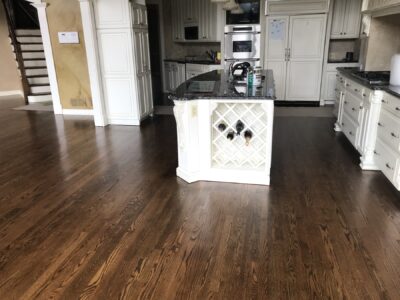 Medium Brown floor around the kitchen island, Burr Ridge, IL