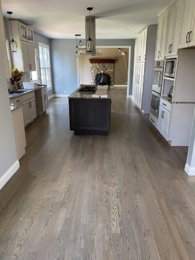Classic Grey floor in the open kitchen, Darien, IL