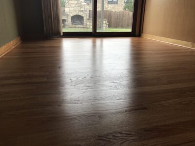 Natural clear-coat hardwood floor by the patio doors, Darien, IL