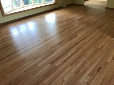 Natural clear-coat floor by the windows, Darien, IL