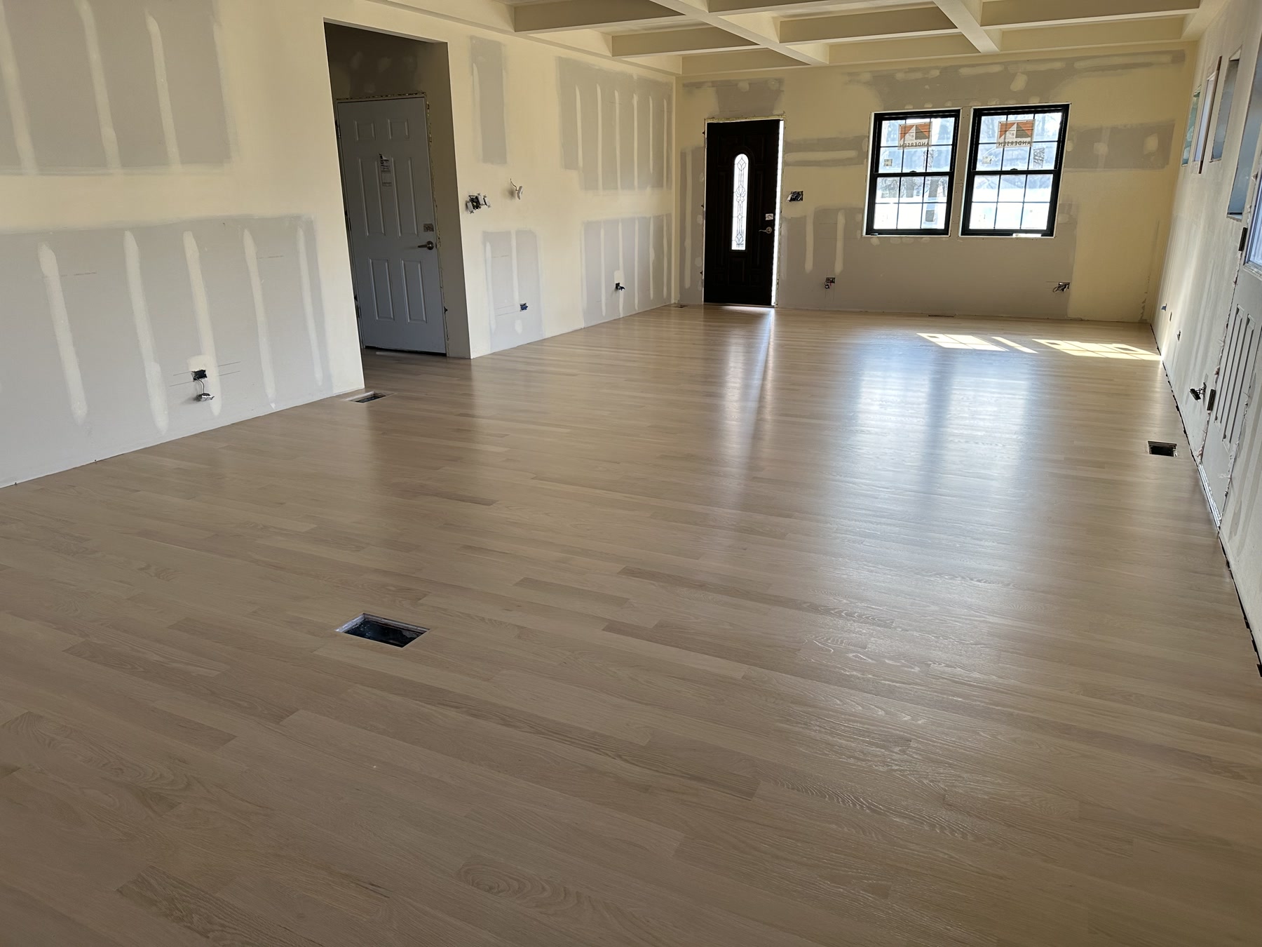 Finished white-wash white oak floor in the great room, Darien, IL