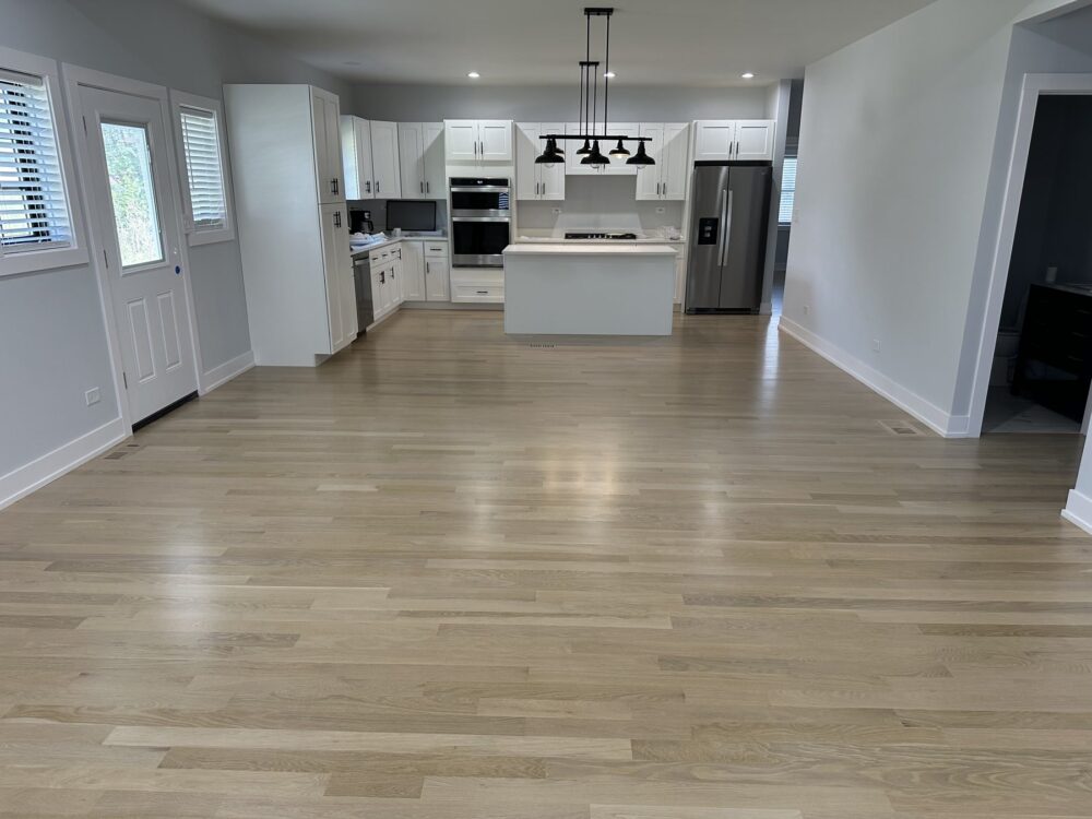 White-wash floor in the open kitchen, Darien, IL
