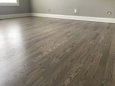 Bright great room with a silvered grey hardwood floor, Downers Grove, IL
