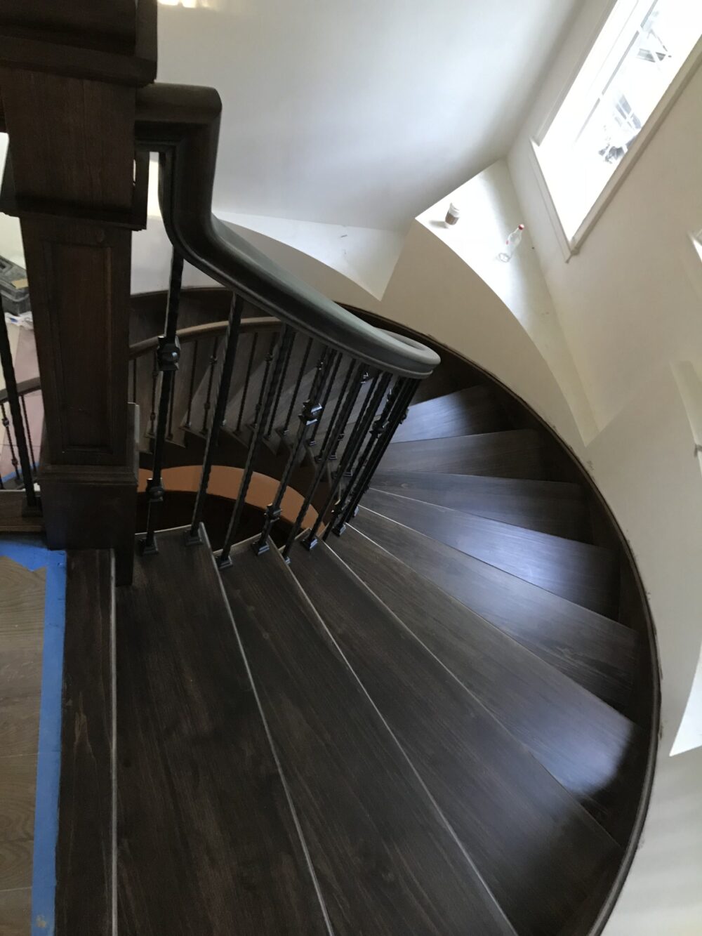 Grand spiral staircase from the top landing, Downers Grove, IL