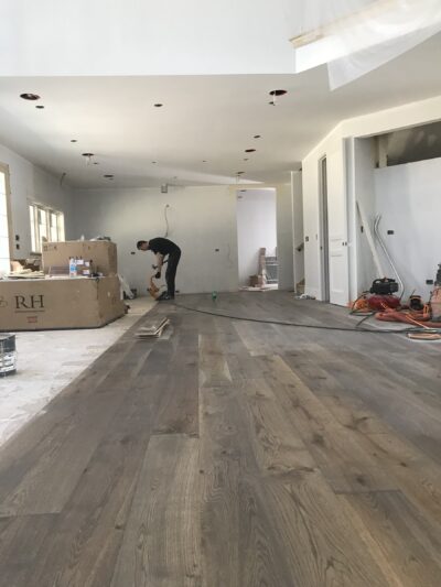 Newly installed wide-plank hardwood floor, Downers Grove, IL