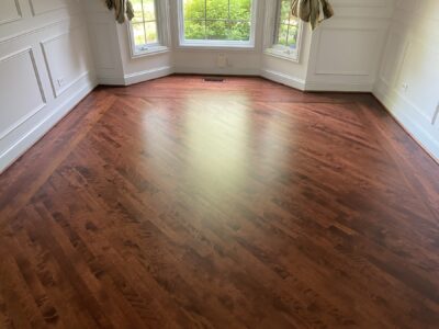 Gunstock floor in the bay-window room, Downers Grove, IL