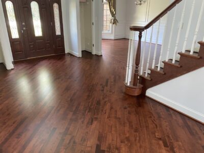 Gunstock staircase with white risers, Downers Grove, IL