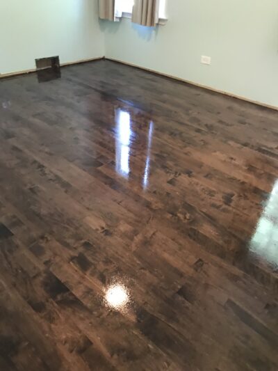 Espresso maple floor across the open room, Elmhurst, IL