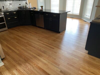 Natural hardwood floor by the kitchen island, Evanston, IL