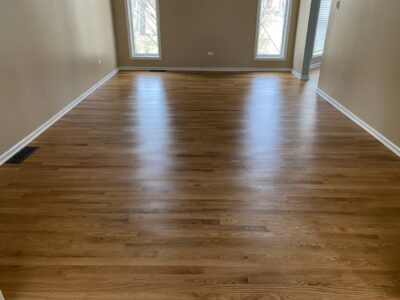 Natural hardwood floor across the room, Evanston, IL