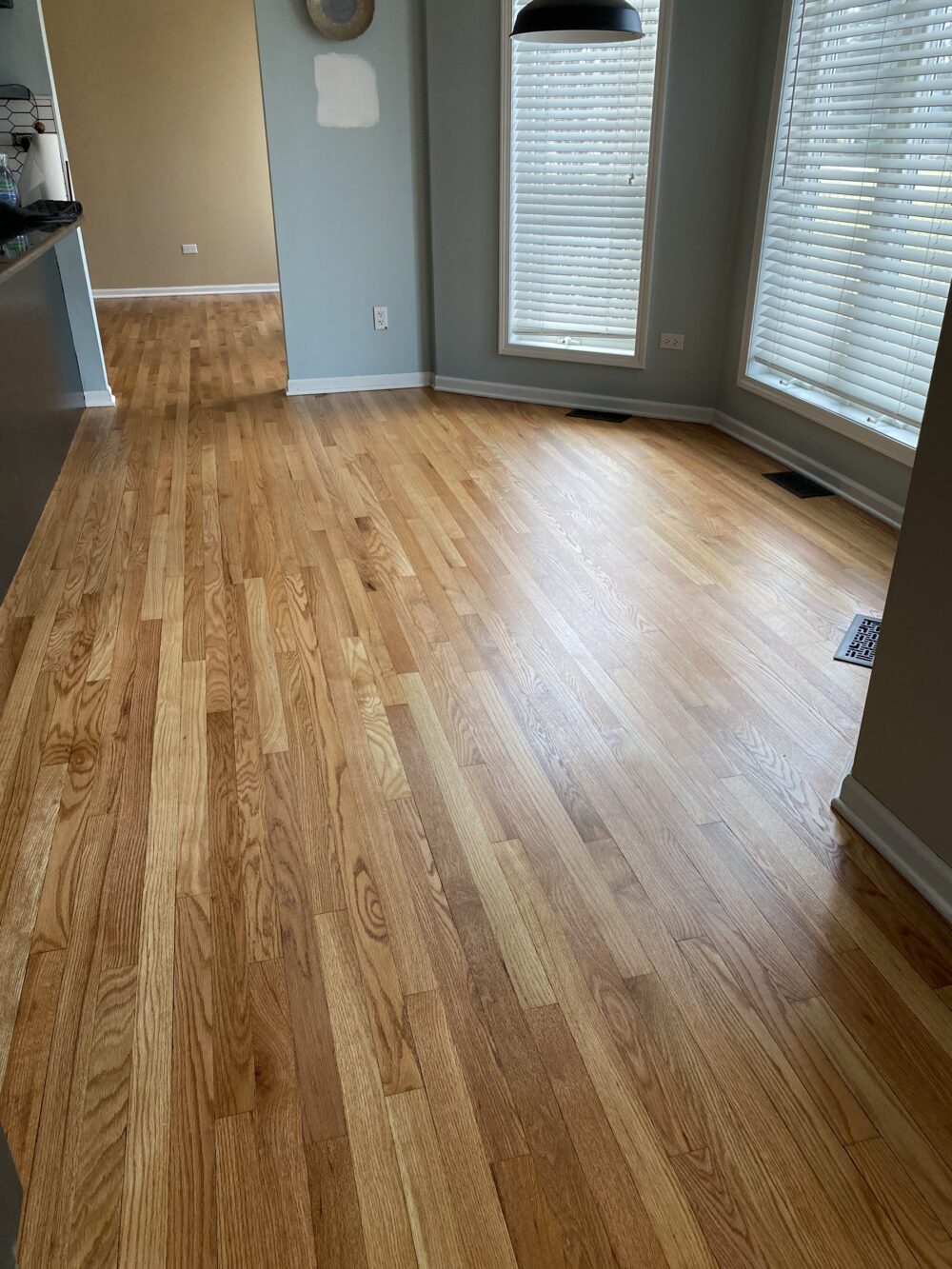 Natural hardwood floor by the windows, Evanston, IL