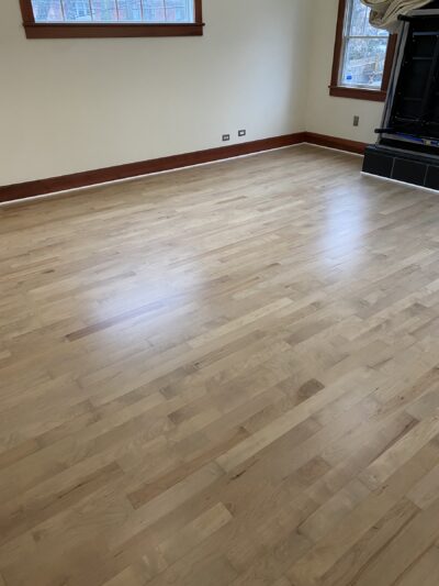 Silvered grey maple floor in the room, Highland Park, IL