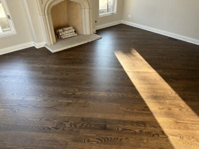 Close view of the diagonal Jacobean red oak grain, Hinsdale, IL