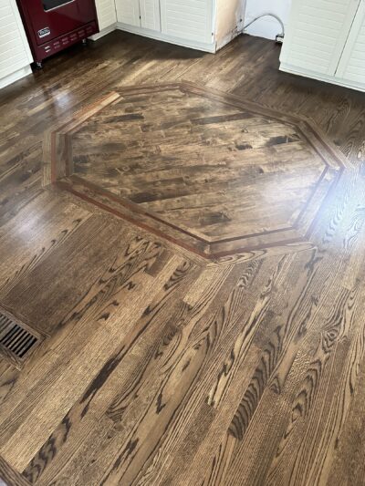 Jacobean floor with the octagon medallion in the room, Hinsdale, IL