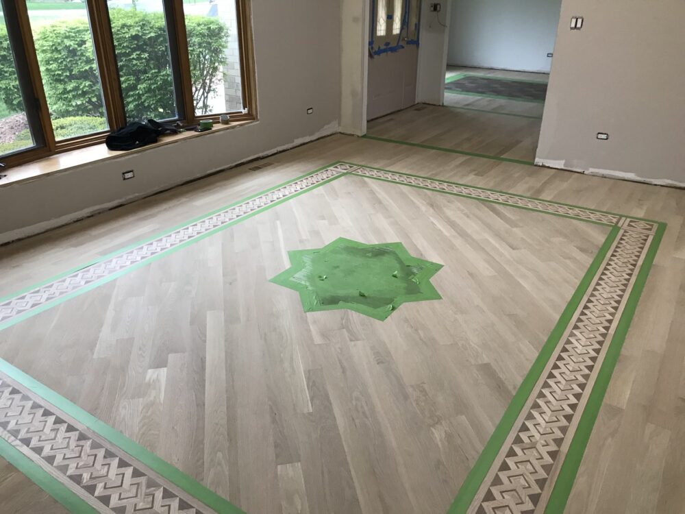Floor layout before the marquetry installation, Lemont, IL (in-process)