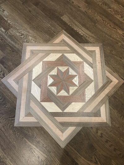 Decorative border inlay around the marquetry floor, Lemont, IL