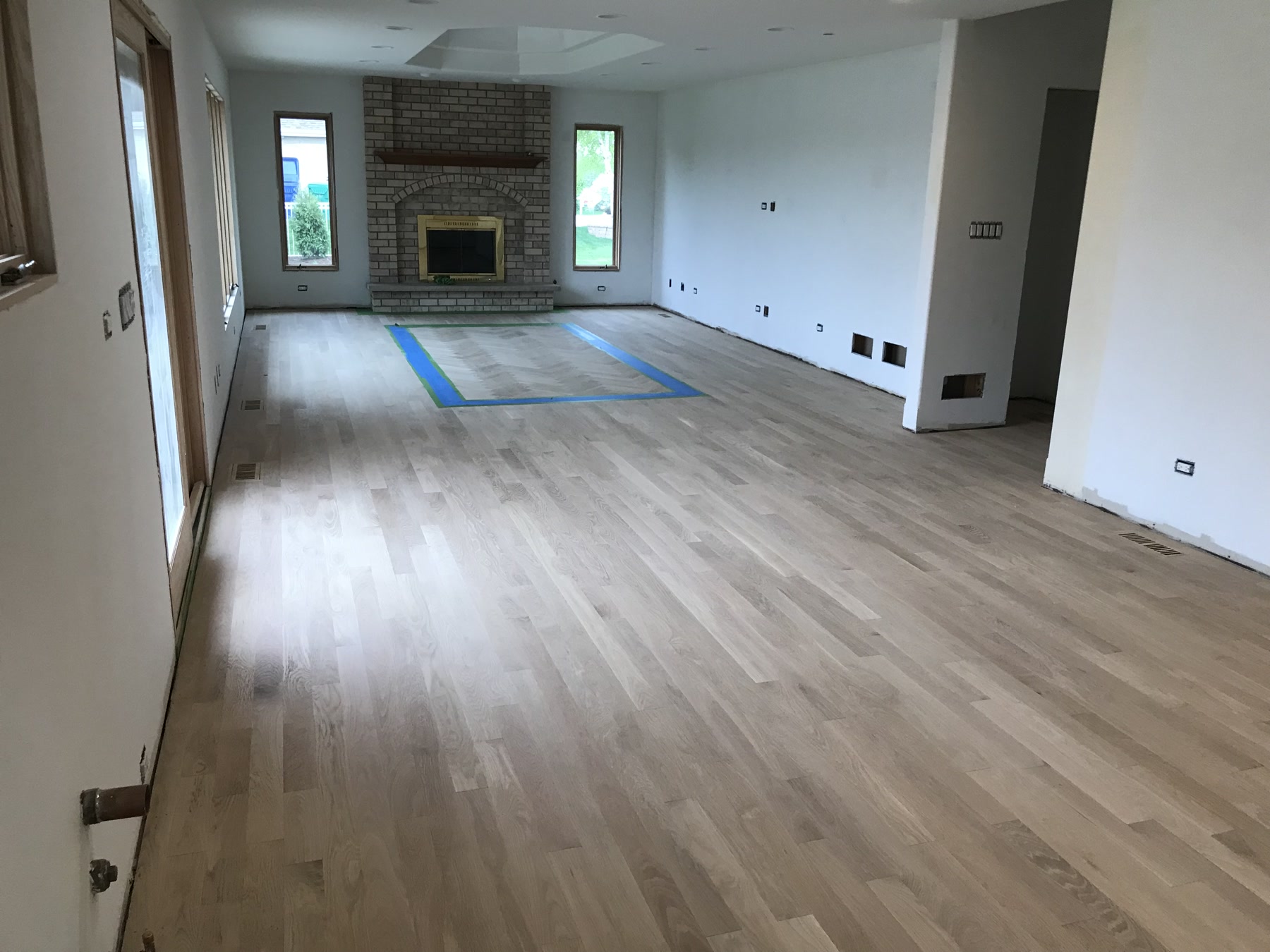 Marquetry floor before staining, Lemont, IL (in-process)