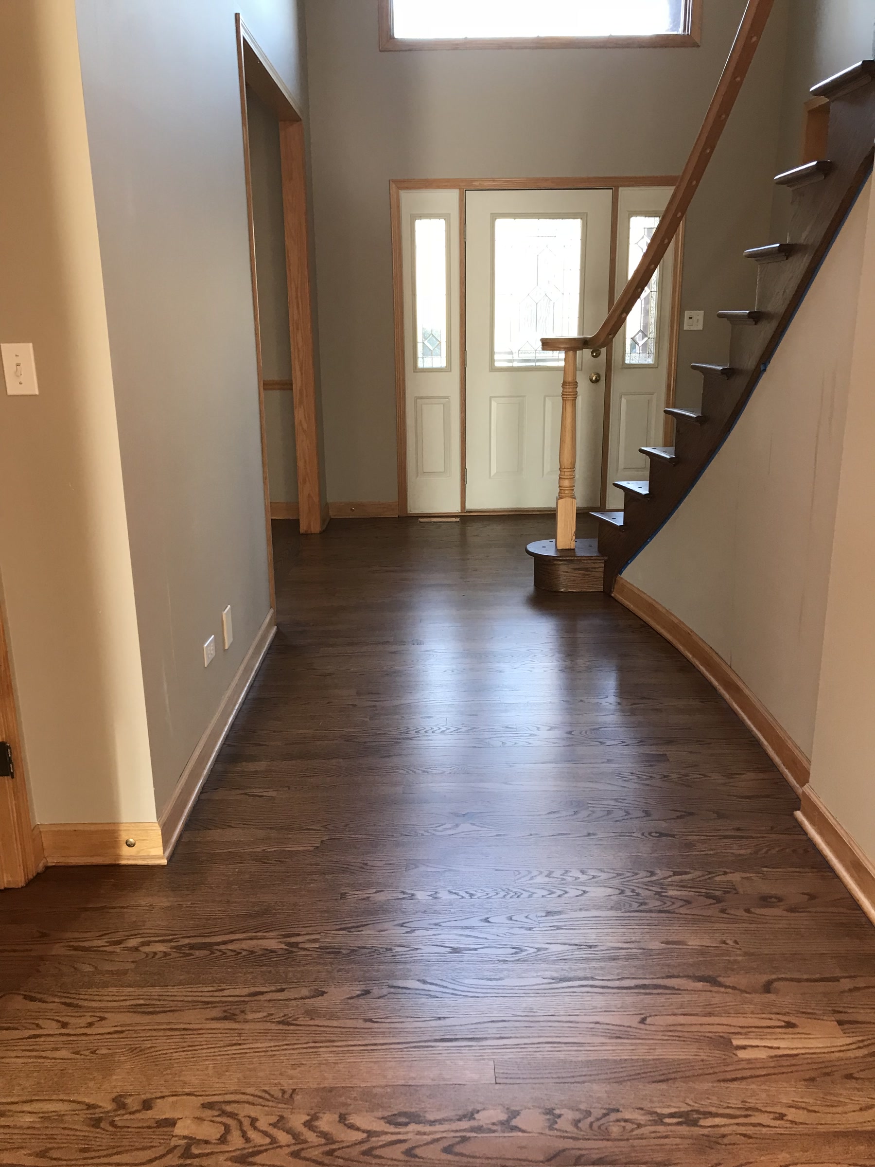 Great room floor refinished in Special Walnut, Lemont, IL