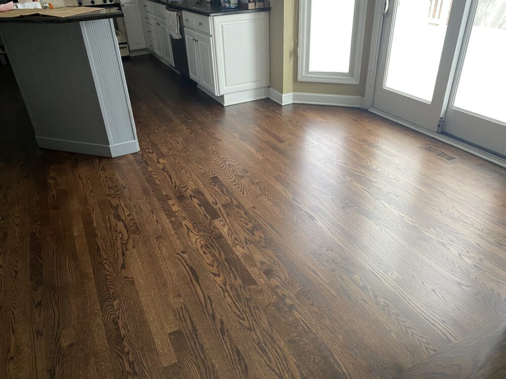 Jacobean hardwood floor by the kitchen cabinets and windows, Northbrook, IL