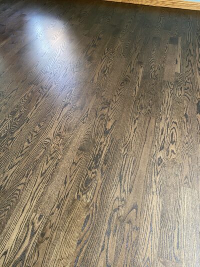 Espresso hardwood floor in the living room, Oak Brook, IL