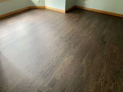 Espresso hardwood floor by the windows, Oak Brook, IL