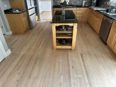Light red oak floor by the kitchen island, Orland Park, IL