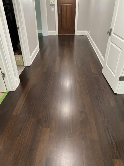 Ebony Brazilian cherry floor down the hallway, Oswego, IL
