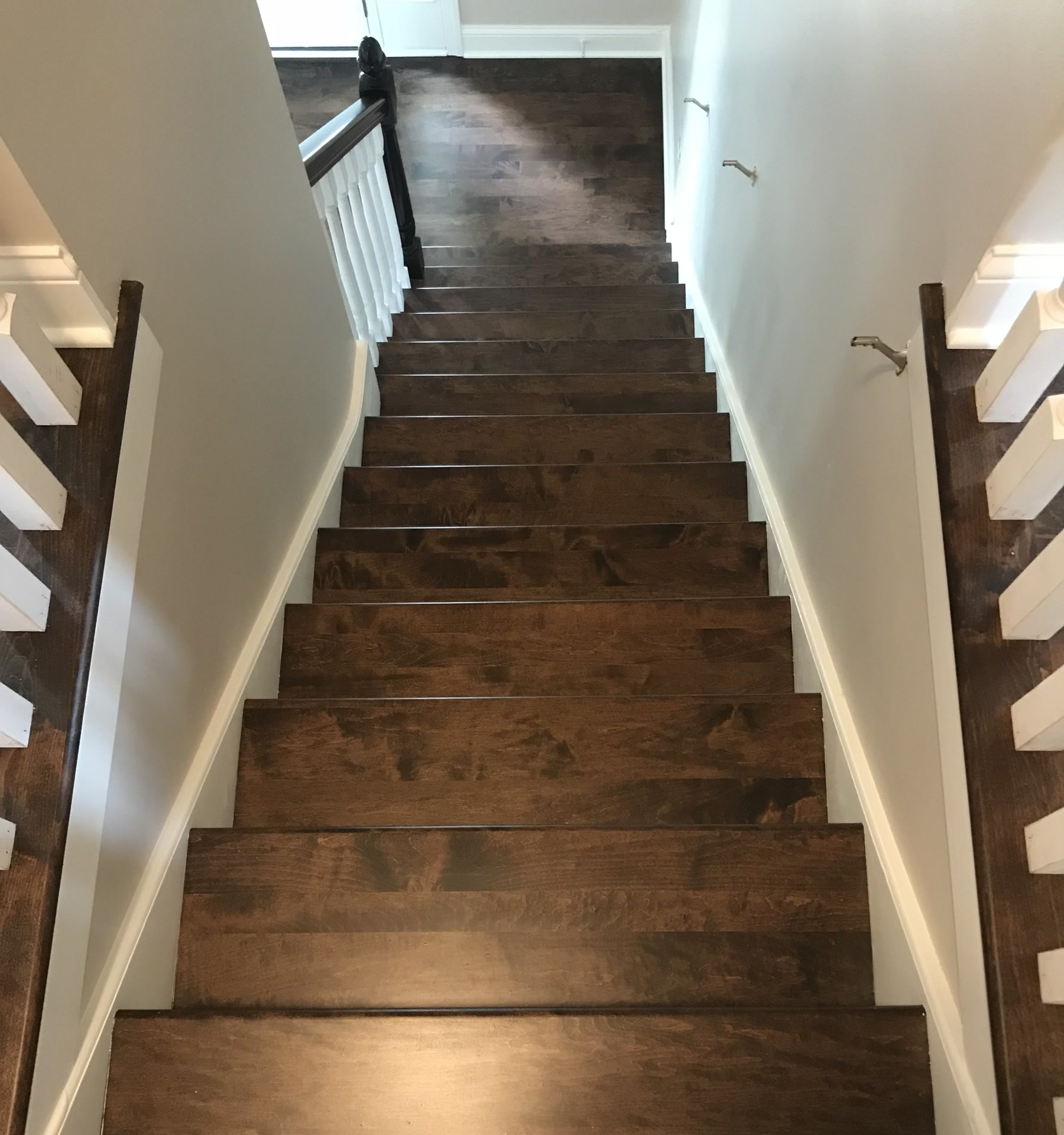 Staircase finished espresso with white risers, Plainfield, IL