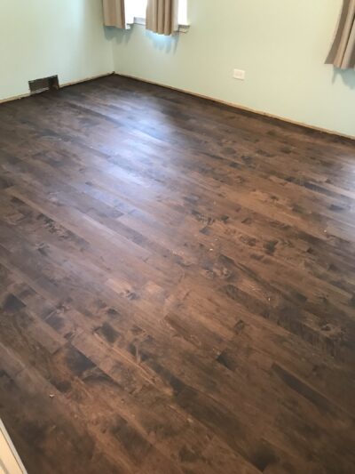 Installed maple floor finished espresso in the room, Plainfield, IL