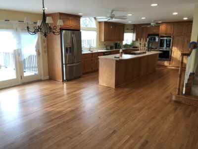 Golden Oak floor by the kitchen island, Western Springs, IL