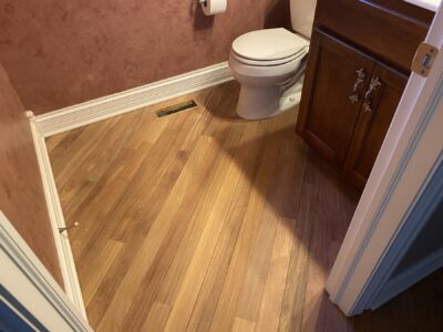 Brazilian cherry floor in the bathroom, Wilmette, IL